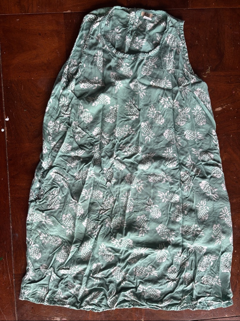 KiKi Womens Green pineapple sleeveless dress